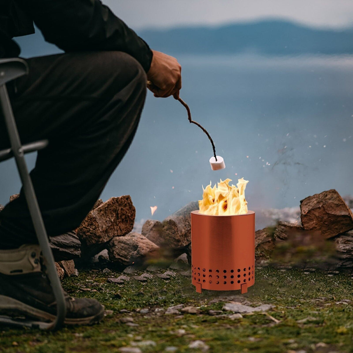 Stove Mesa Tabletop Fire Pit with Stand Low Smoke Outdoor Mini Fire for Suburbs
