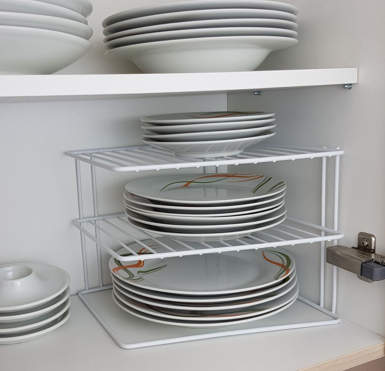 3‑Tier Kitchen Corner Plate Rack Metal Plate Stand Cupboard Bowl Dish Storage