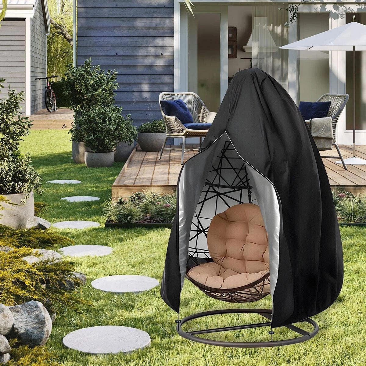Durable Oxford Fabric Hanging Egg Chair Cover Zippered Outdoor Protection