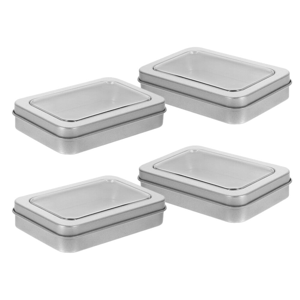 4 Pcs Empty Cookie Tins Card Holders for Playing Cards Game Storage Box