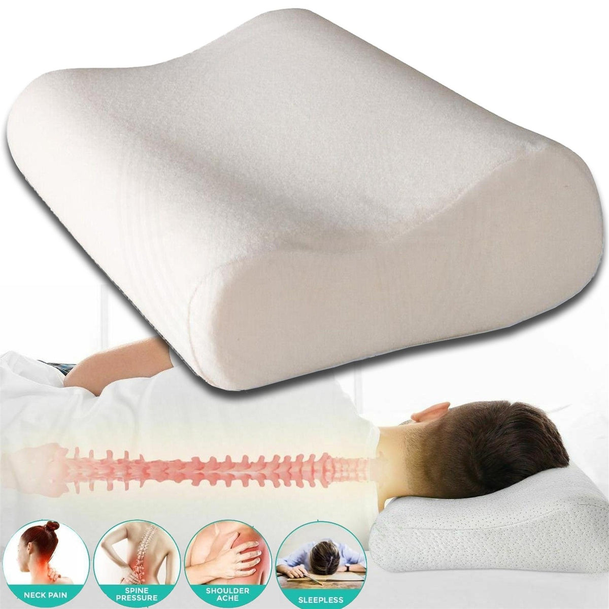 Memory Foam Pillow Contour Neck Back Support Orthopaedic Head My Pillows