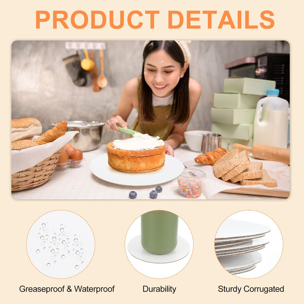 *30Pcs* Cardboard Cake Rounds, 10 Inch Cake Board for Desserts, White