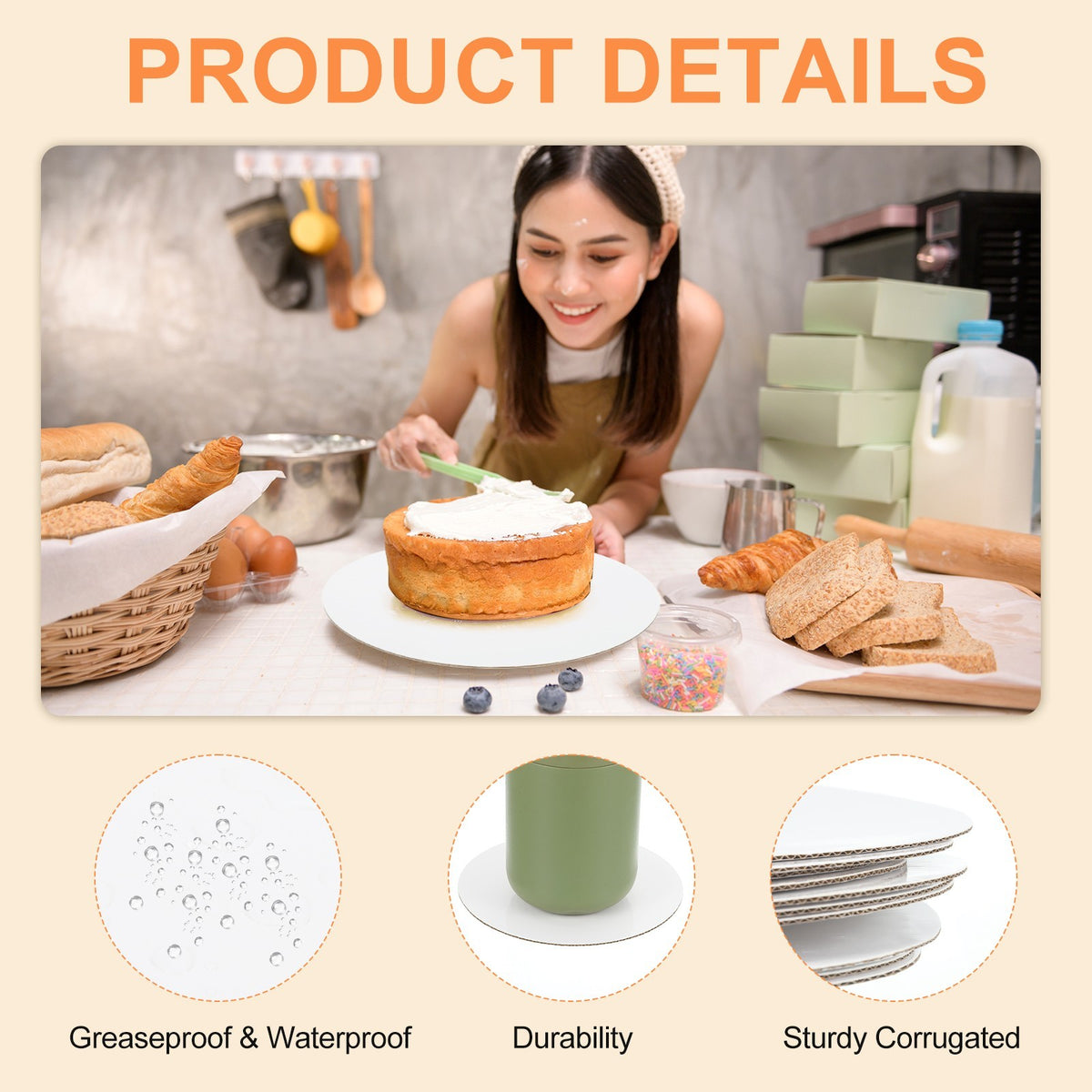 *30Pcs* Cardboard Cake Rounds, 10 Inch Cake Board for Desserts, White