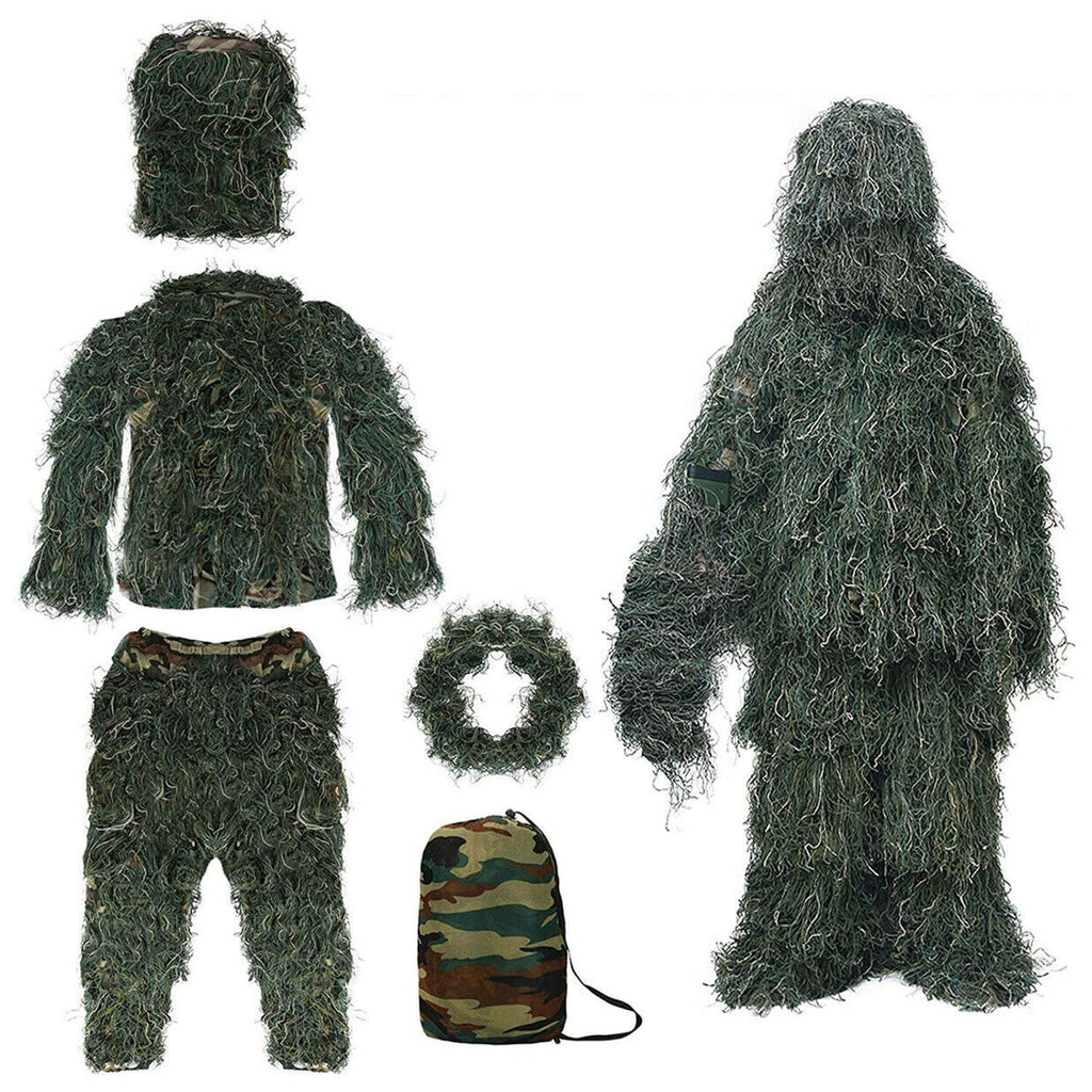 Multi-Scenario Woodland Camouflage Ghillie Suit – Adult Hunting Camouflage Gear