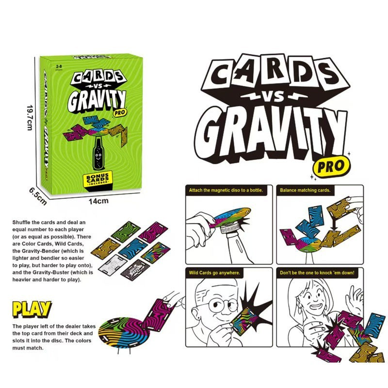 Cards vs. Gravity Pro The Gravity Defying Card-Balancing Game 2-8 Players Family