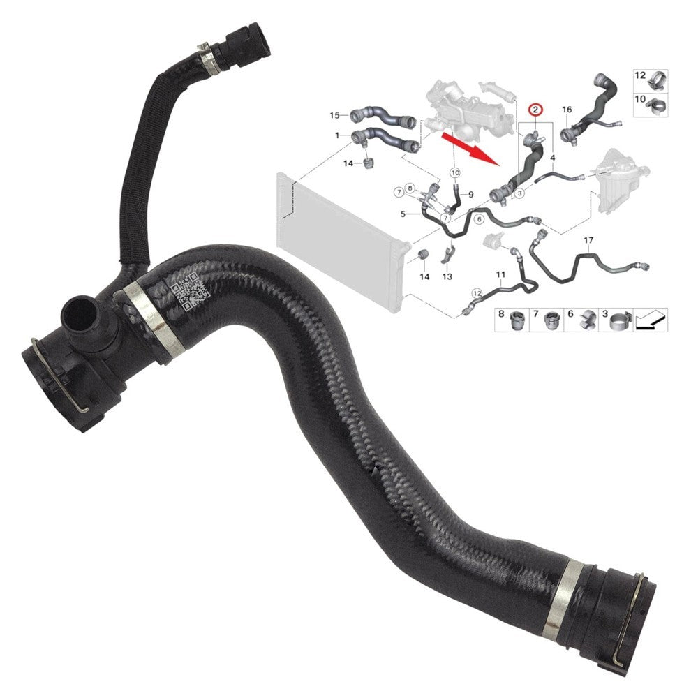 Coolant Hose 17127800099 For BMW 5 Series F10 F11 525d 530d 535d xDrive