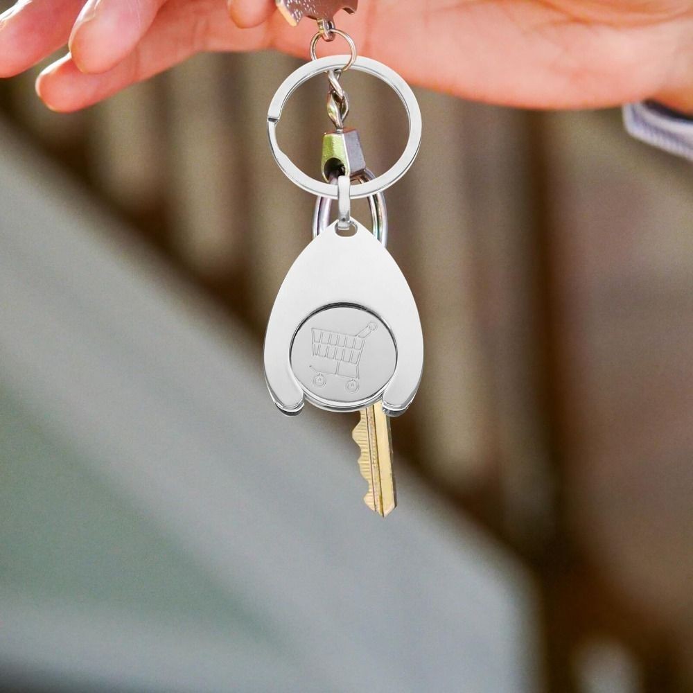 2PCS Metal Key Ring Shopping Trolley Token Keyring Coin Keychain  Supermarket