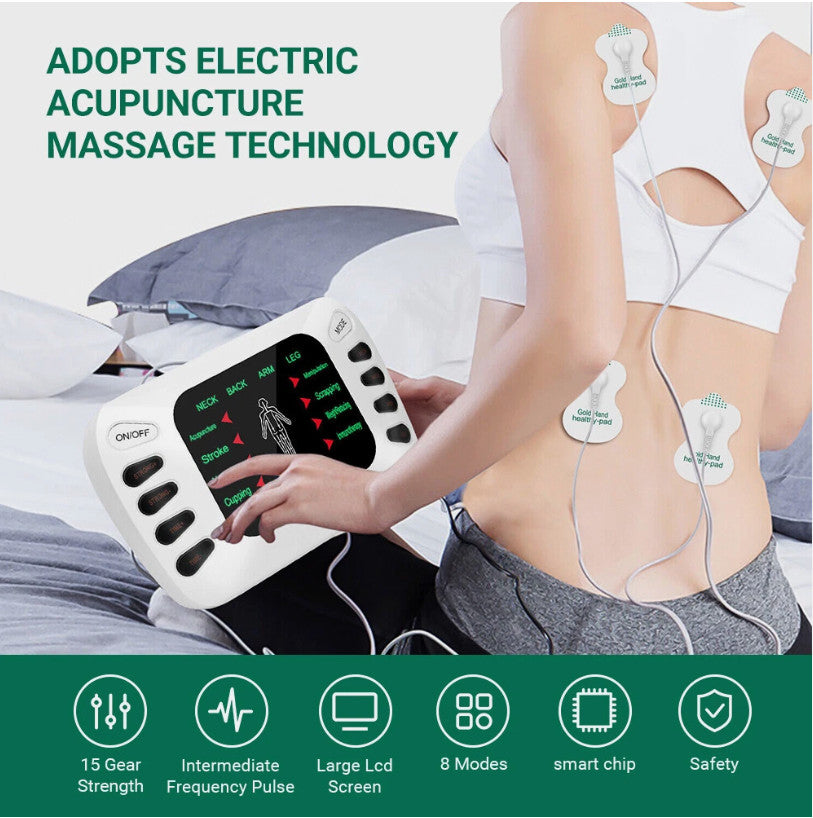 8 Modes Dual Channel Digital TENS Unit Muscle Stimulation Pain Relief Device