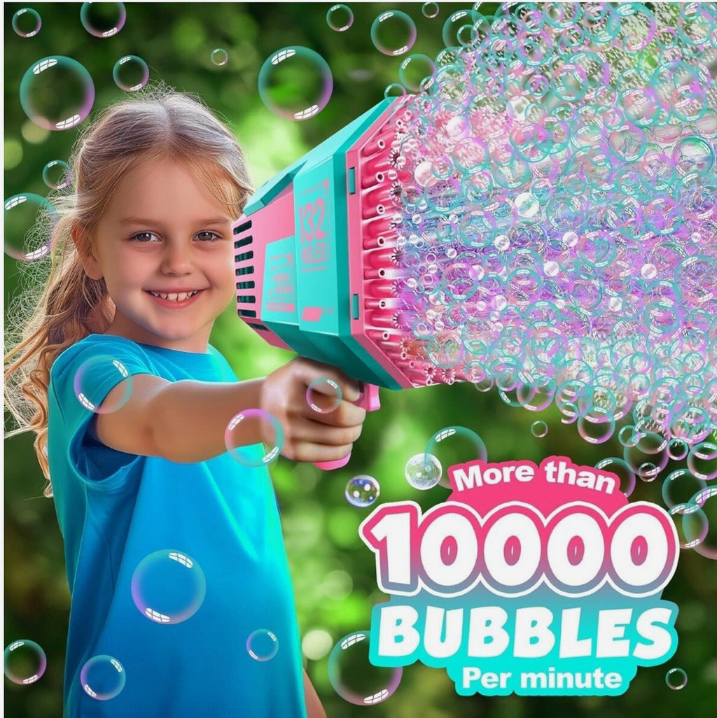 132 Holes Bubble Machine Gun For Kids With Bubble Liquid Indoor Outdoor Toy