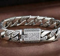 22cm Men's Solid Heavy Thick  Clasp Cuban Chain Link Retro Bracelet