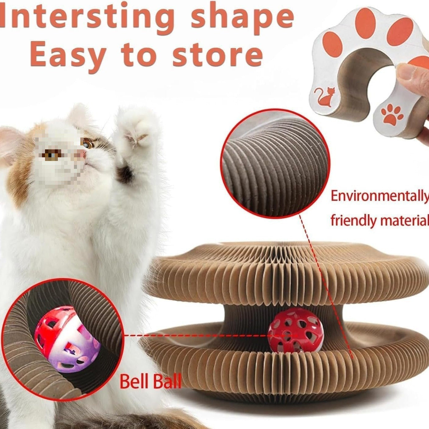 1-3 Pack Kitty Kurlz Cat Accordion Toy Magic Organ Cat Scratching Board Toy Ball