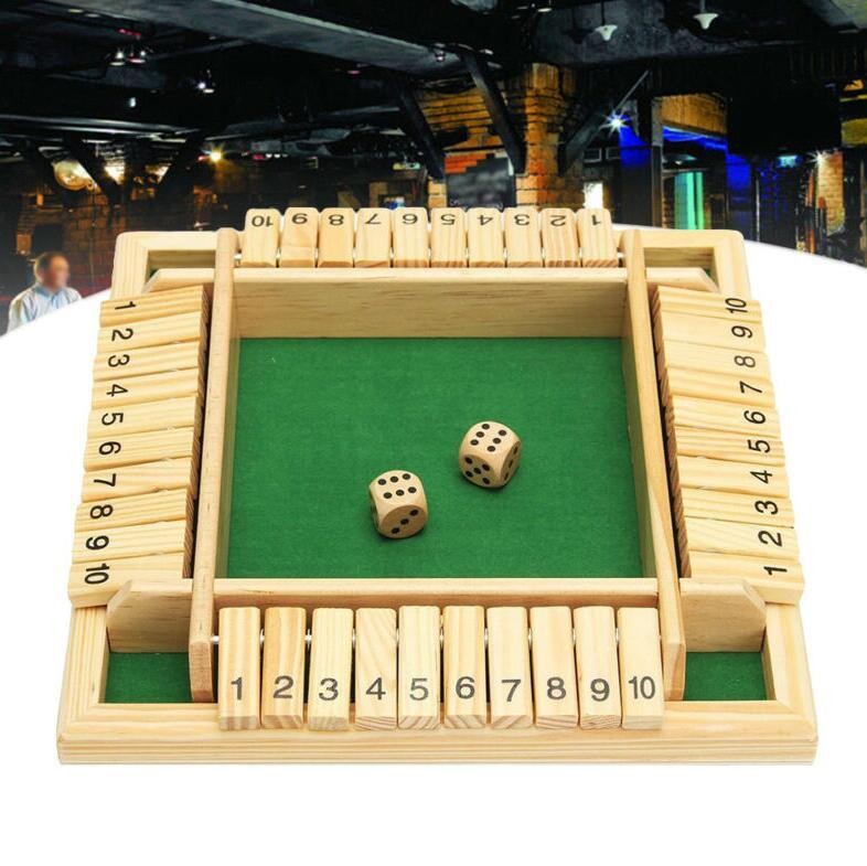 Pub Bar Party Supplies Flaps & Dices Game Wooden Shut The Box Dice Board Game
