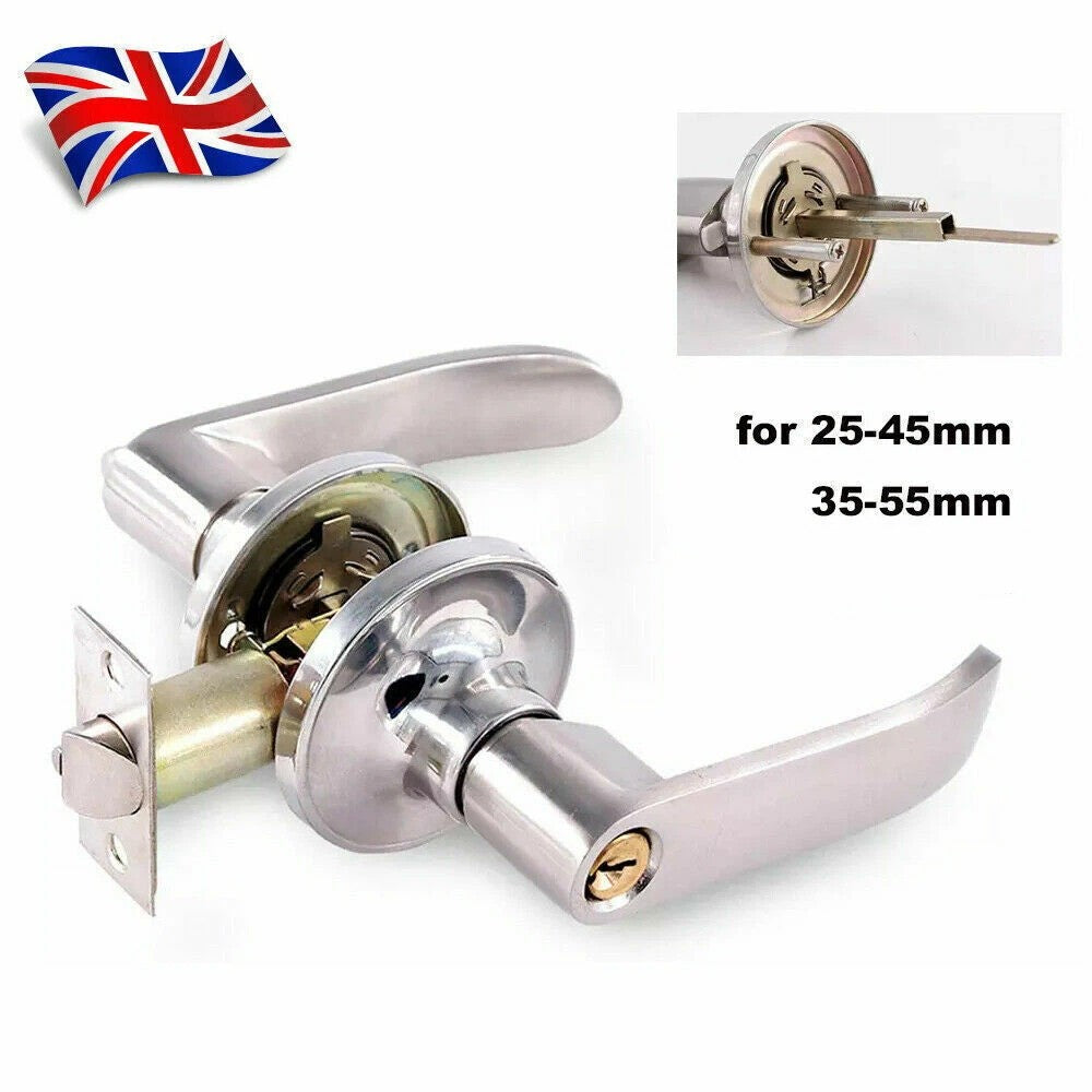 Three-Handle Door Lock Home Entry Lever Set Bathroom Entrance Passage With Key