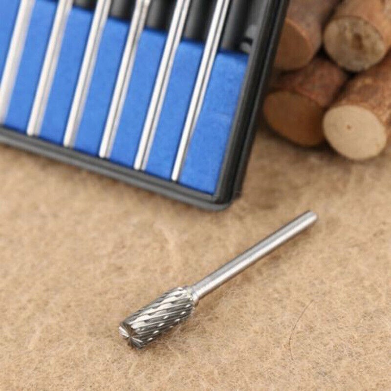 10x 6mm Tungsten Carbide Point Burr Die Grinder Shank Rotary Drill Bits Pack Kit