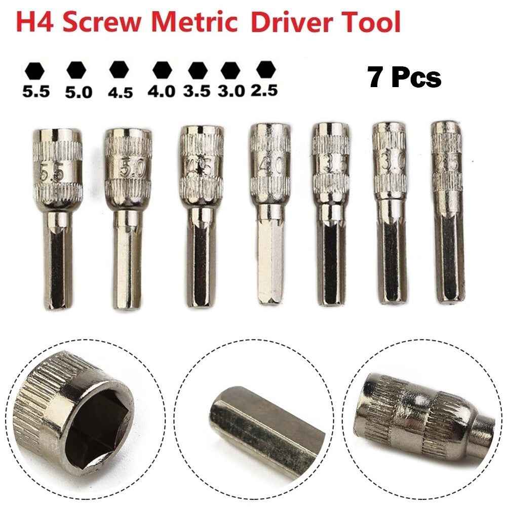 H4 Screw Metric,Driver Tool Drill Bit M2.5-5.5mm Hex Shank Hex Nut Socket