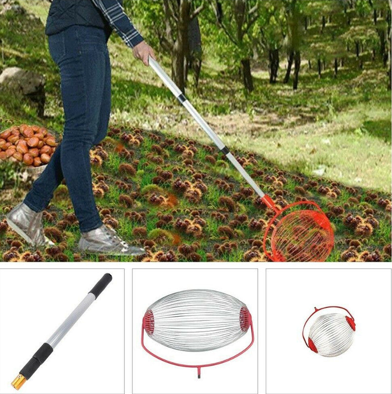 Fruit Picker Harvester Roller Aluminum Alloy Garden Retractable Nut Collector