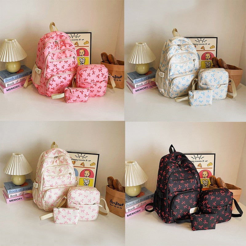 3pcs/set School Bag for Girls Cute Backpack Sets Bow Tie Rucksack for Teenage