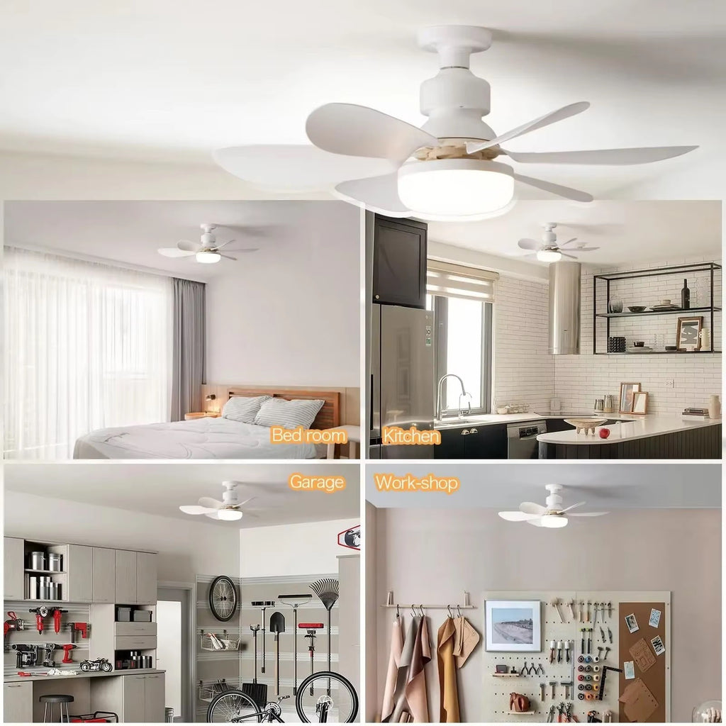 LED Ceiling Fan Light E27 Remote Control Dimmable Ceiling Lamp Home Bedroom