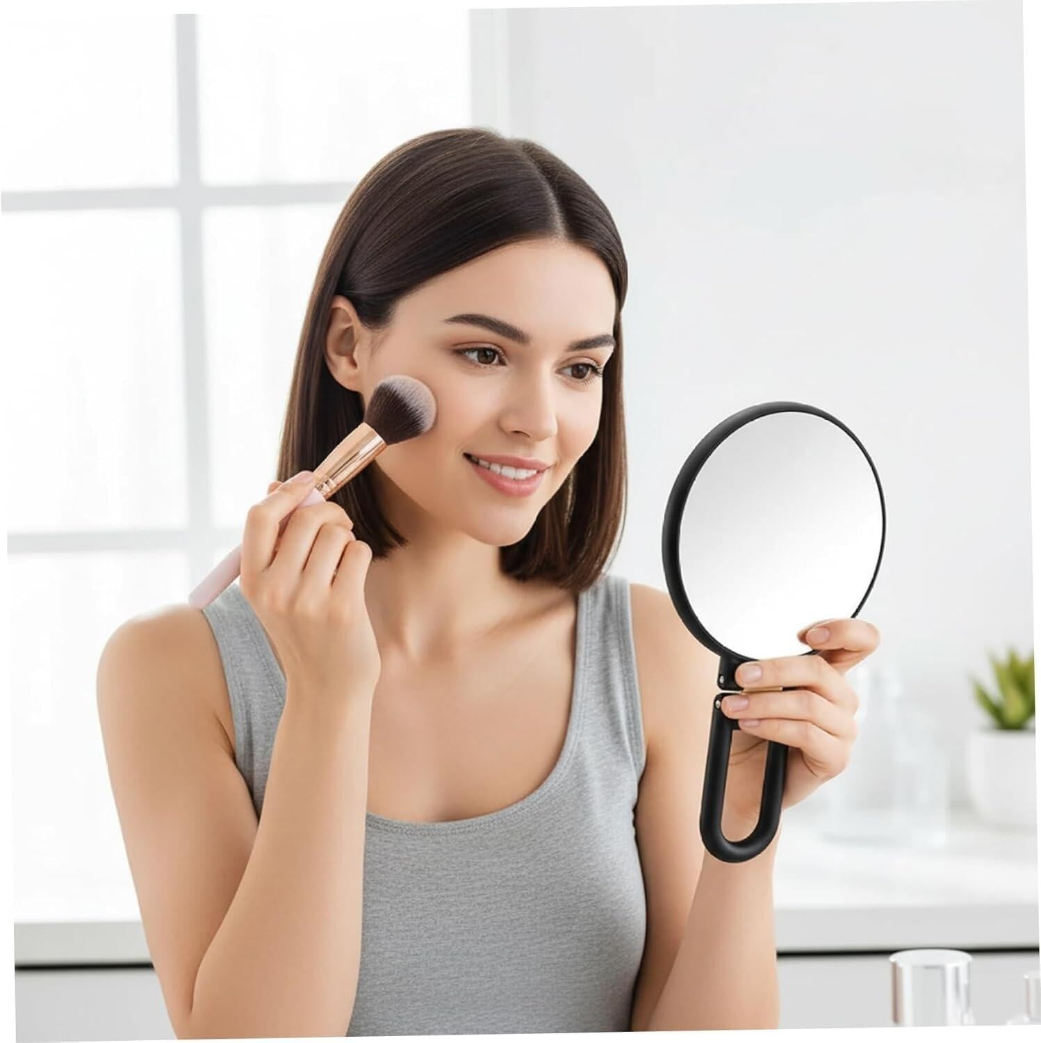 50x Magnifying Makeup Mirror Portable Double-Sided Mirror Adjustable Handle PN