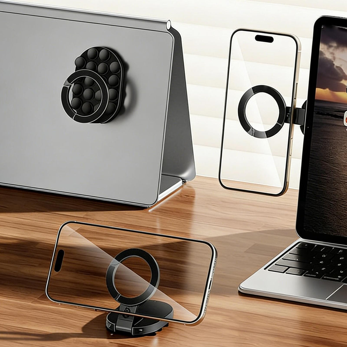 Magnetic Phone Holder For Car Suction Cup Automobile Bracket 360 Degree