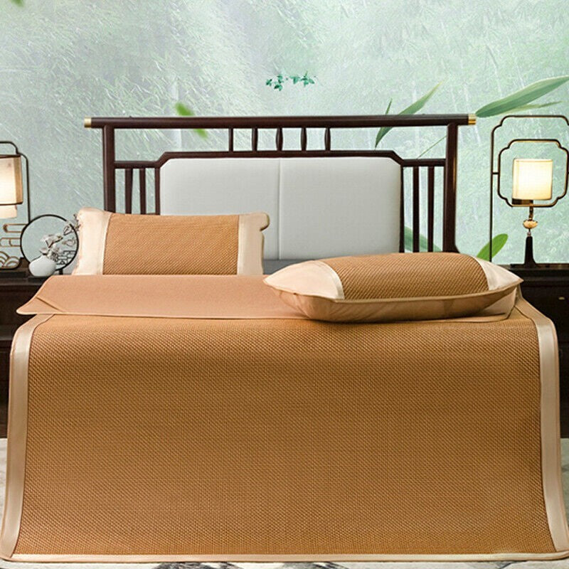 Summer Sleeping Mat 1set For Bed Rattan Foldable Nature Bamboo Cool Bed Mat Pad