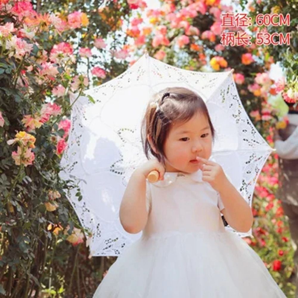 Wooden Handle Prop Umbrella Hollowed Parasol Umbrella  Women