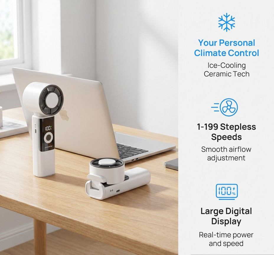 4000mAh Mini Cooler Fan Mini HandHeld Fan Foldable Fans Cooling USB Rechargeable
