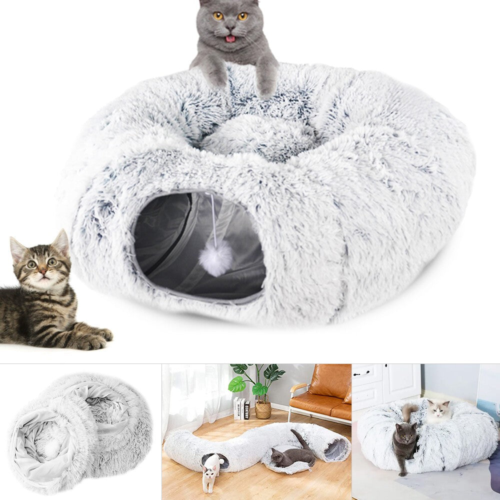 Cat Tunnel Collapsible Pet Play Tube Dogs Bunnies Crinkle Suede Tunnel Removable