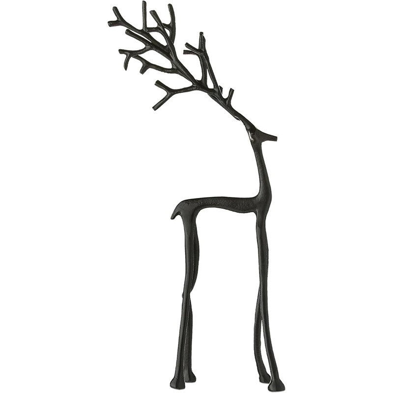 Set of 2 Black Reindeer Statues - Modern Xmas Figurines - Elegant Indoor Holiday