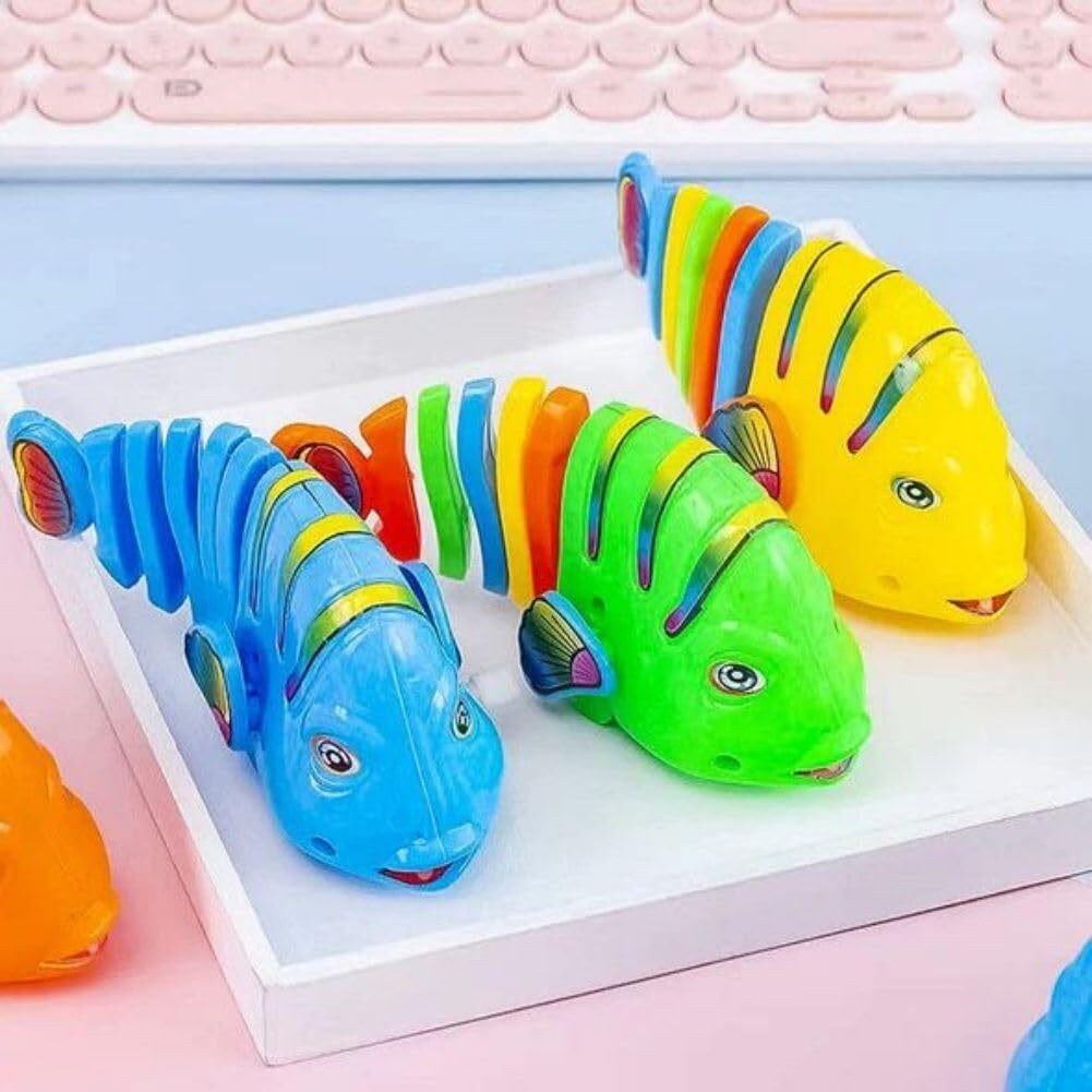 3 pcs Clockwork Swinging Cartoon Fish Toys, Fish Swimming Bathtub Toys