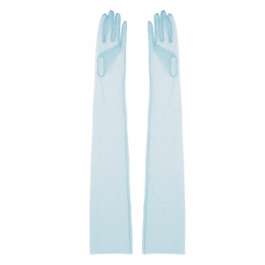 Women Sheer Mesh Full Finger Long Gloves Arm Opera Wedding Bridal Sun Protection