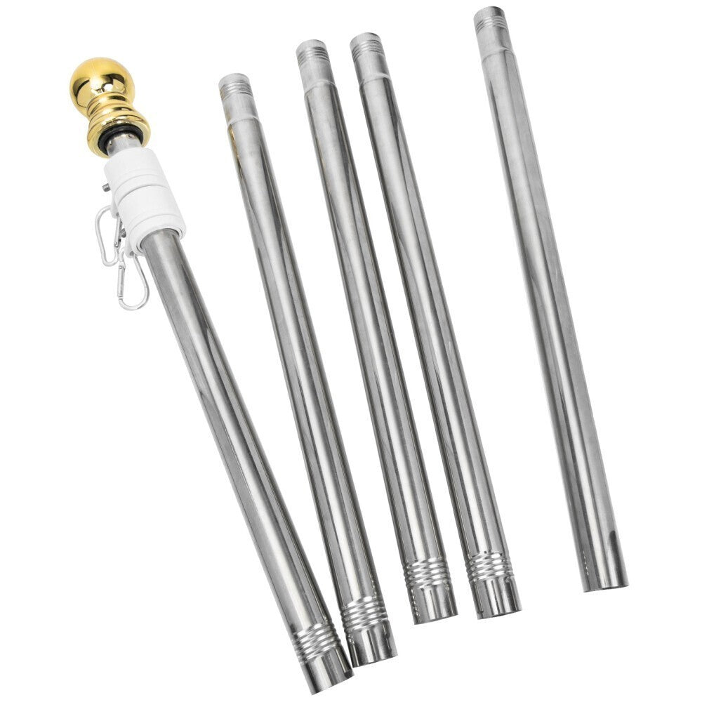 Full Set Yard Adjustable Flagpole Aluminium Sectional Flag Pole Kit With Ball UK