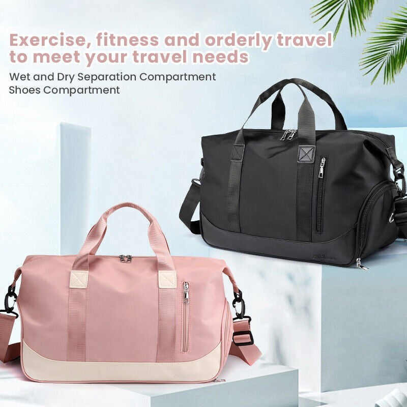 Women Fitness Gym Bag Travel Weekend Bag Large Holdall Luggage Shoulder Bag
