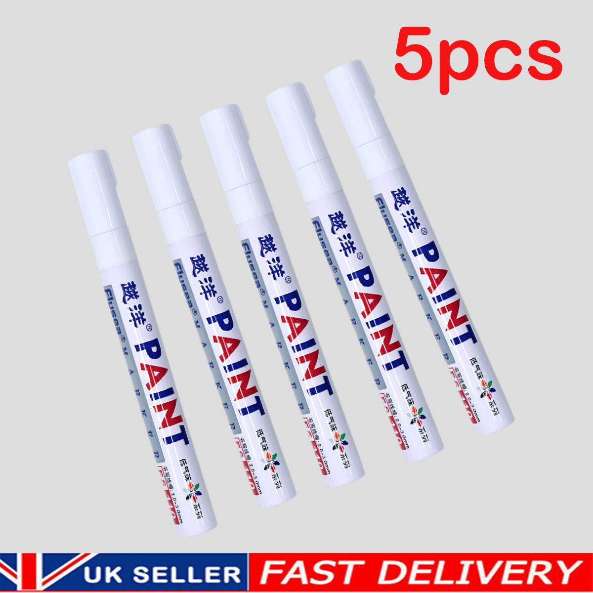 5*White Permanent Oil Based Paint Pen Car Bike Tyre Tire Metal Marker Waterproof