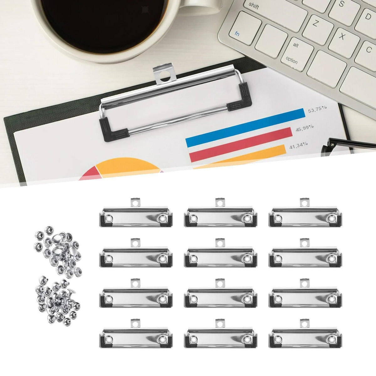 12 Pcs Metal Clipboard Clips Mountable with Clamp for Home Office