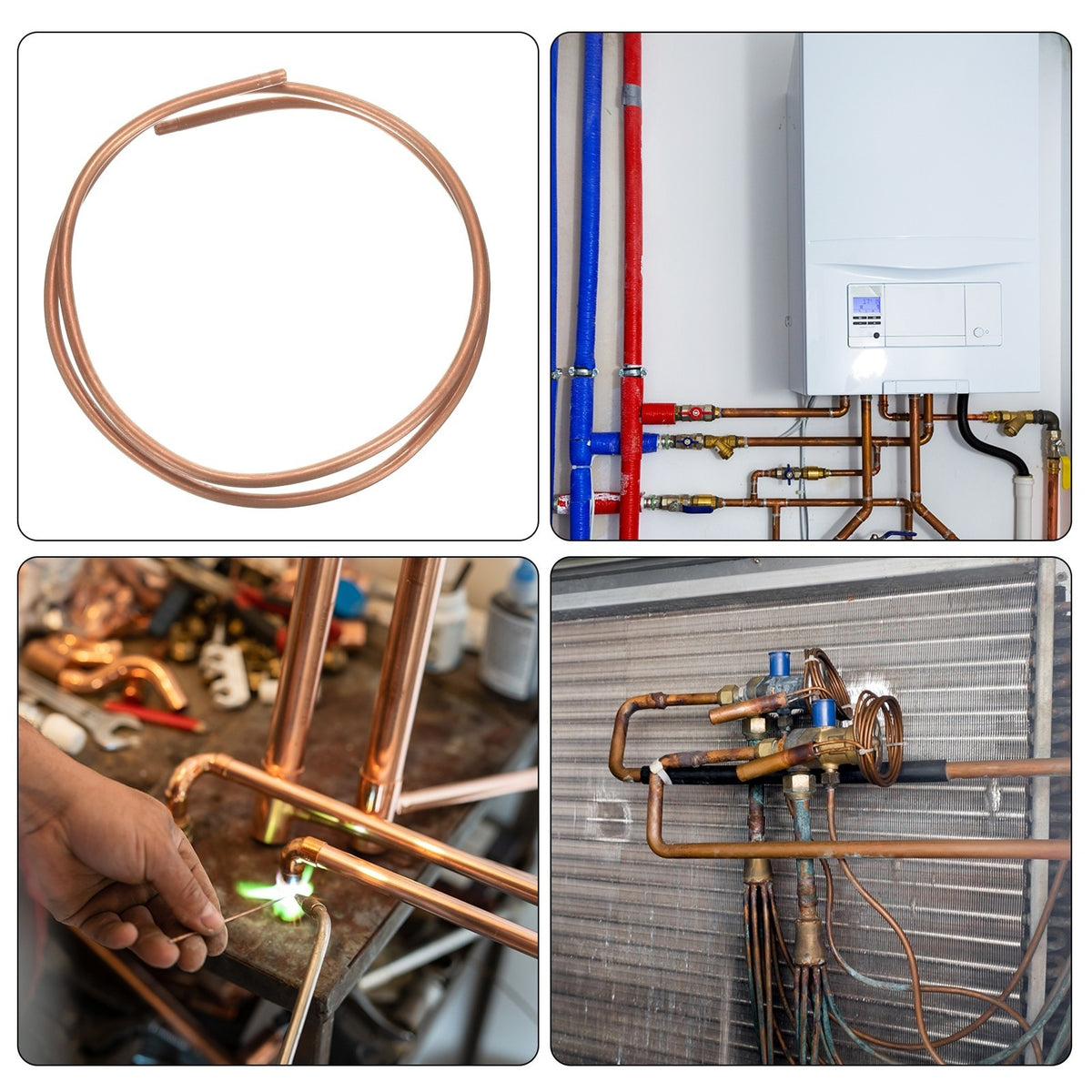 Copper Tube 3/16'' OD x 3.28Ft Refrigeration Flexible Pipe Seamless Hollow