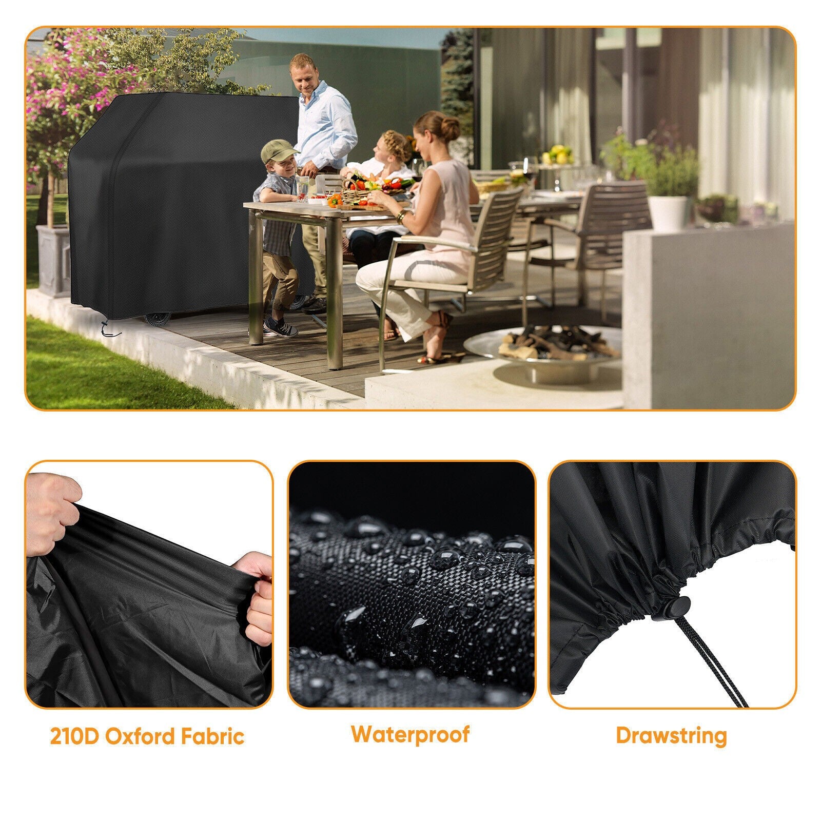 Heavy Duty BBQ Cover Waterproof Barbecue Grill Protector Outdoor 145X61X117CM
