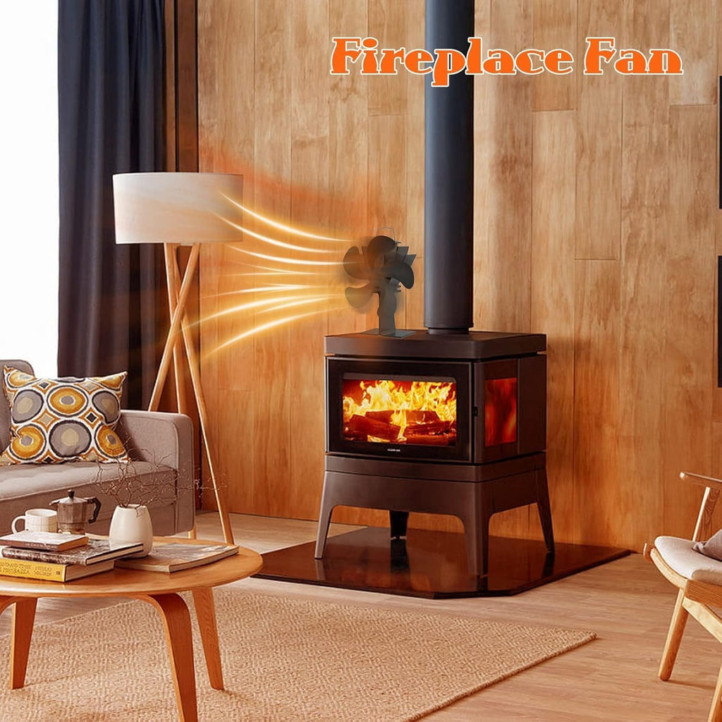 5 Blade Heat Powered Stove Top Fan Eco-friendly for Wood Burner Log Burning Fire