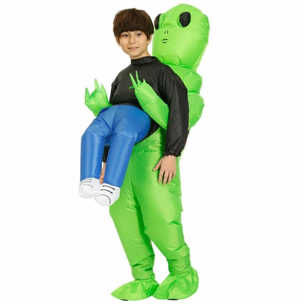 Green Alien Inflatable Monster Kids Halloween Costume Carrying Cosplay