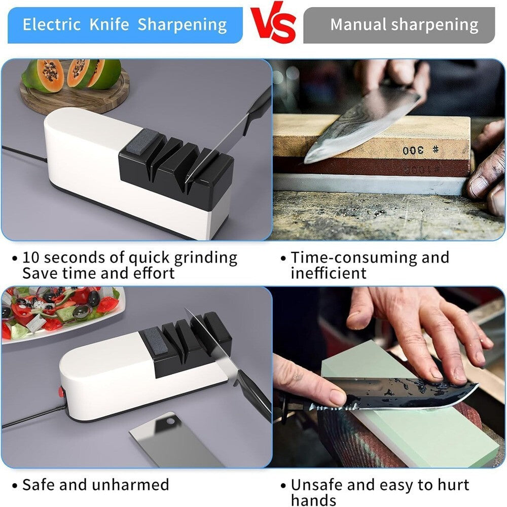5in1 Electric Knife Sharpener System with Straight Blade Diamond Knife Sharpener