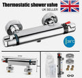 1/2" Outlet Modern Thermostatic Exposed Bar Shower Mixer Valve Tap Chrome Bottom
