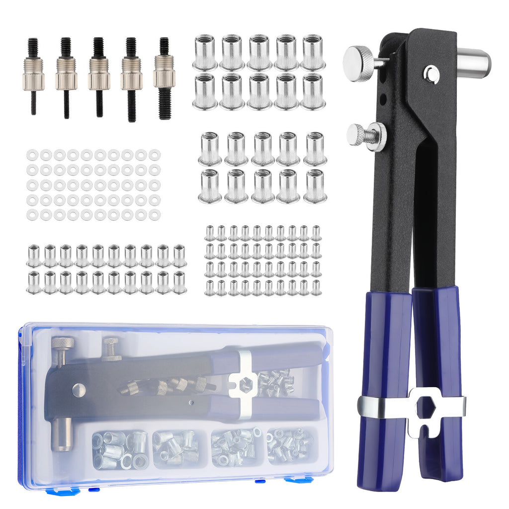 170pcs Professional Hand Nut Tool Riveter Rivnut Gun Kit Mandrels Repair M3-M8