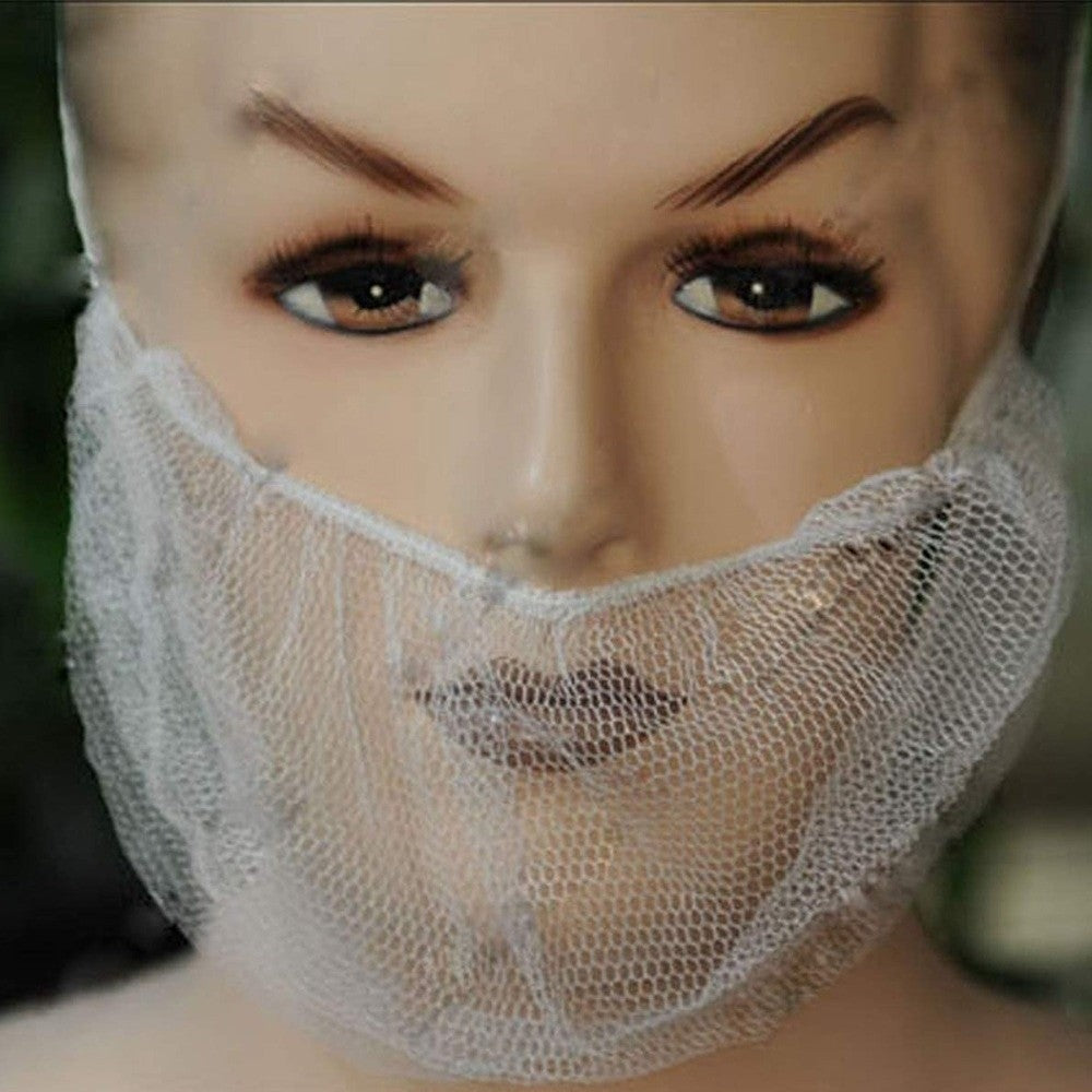 100Pcs Beard Protection Net Elastic Facial Beard Bib Bonnet Portable Beard Cover