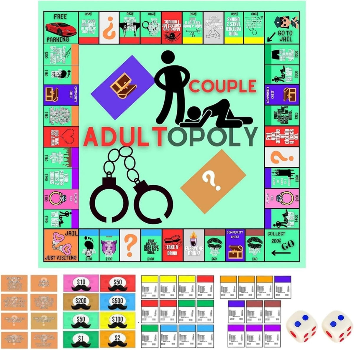 Couple Adult Opoly Board Game Deck Cards Date Night Ideas Conversation Intimacy