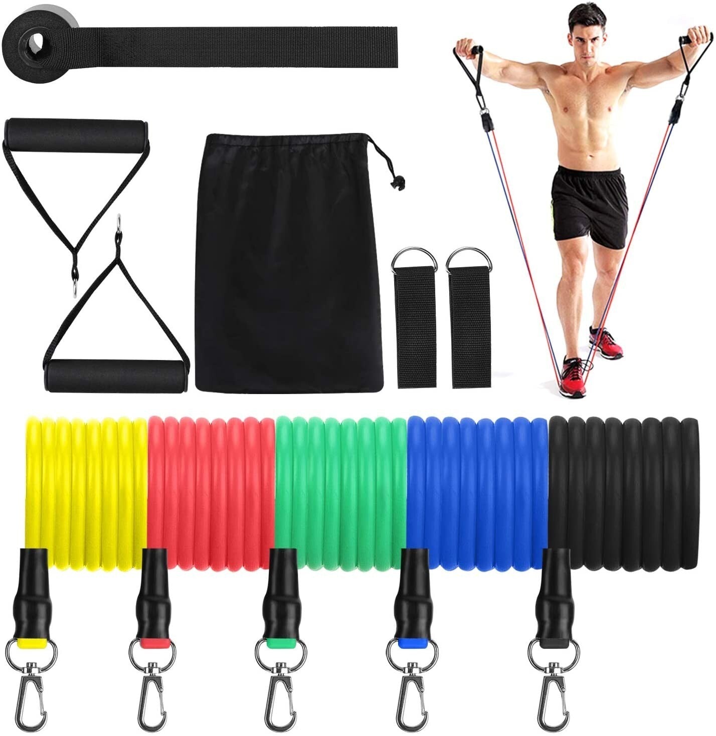 11PCS Set Resistance Bands Workout Exercise Crossfit Fitness Yoga Training Tubes