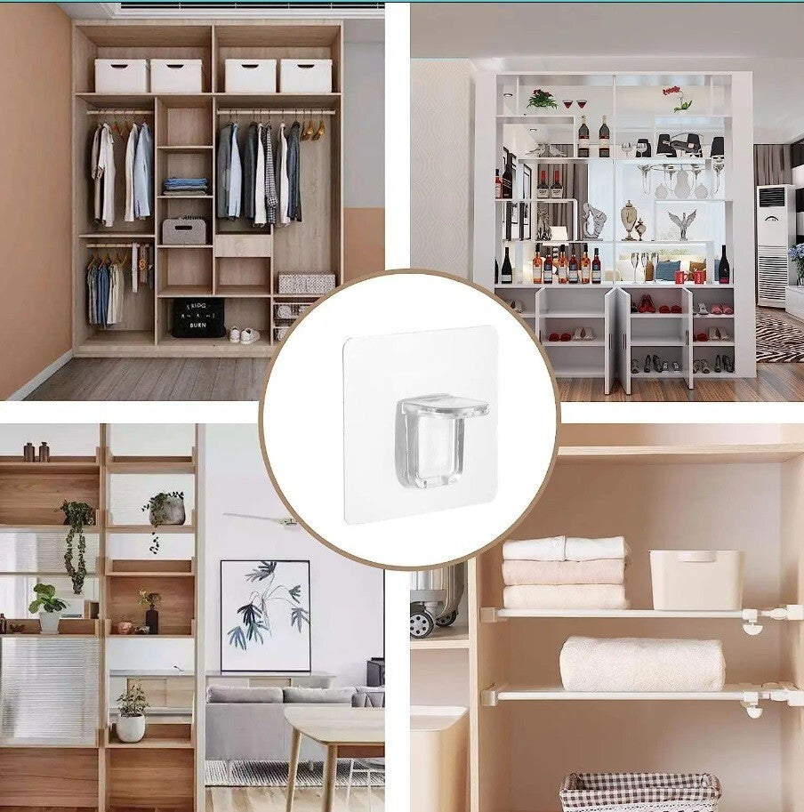 Shelf Bracket Support 10x Plastic Self Adhesive Wardrobe Cabinet Shelves Holders