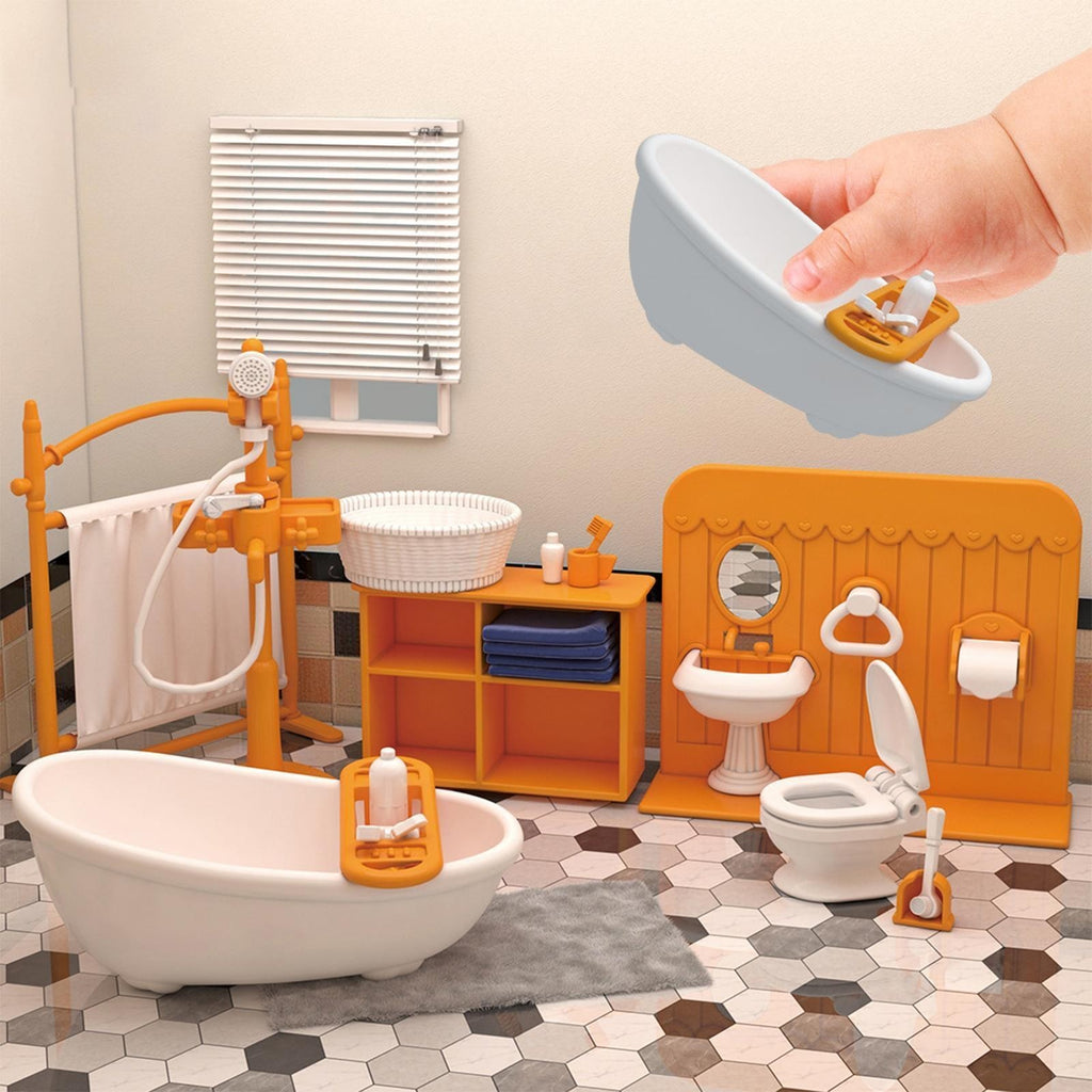Dolls House Furniture Set Accessories 1:16 Multiple Themes for Children Bathroom