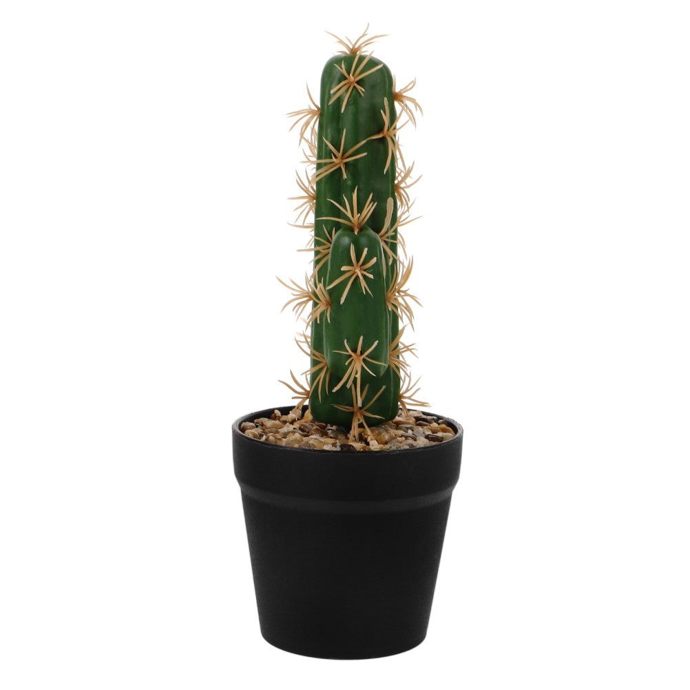 Lifelike Dark Green Plastic Artificial Potted Cactus for Home Decor