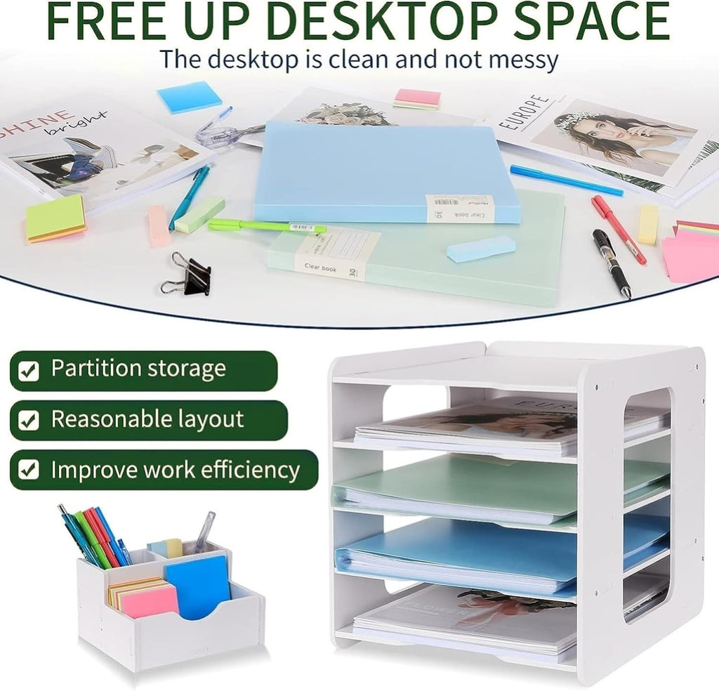 5/7Tier Desktop File Holder A4 Paper Storage Tray Office Document Sort Organizer