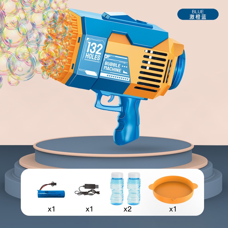 132 Holes Bubble Machine Gun For Kids With Bubble Liquid Indoor Outdoor Toy